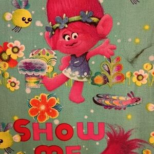 Trolls Pink Character Print Backpack Panel - Teal Background